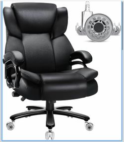 Nj-Big and Tall Office Chair, Heavy Duty Office Chair for Heavy People High Back Executive Desk Chair with Adjustable Lumbar Support,Rubber Wheel,Pock