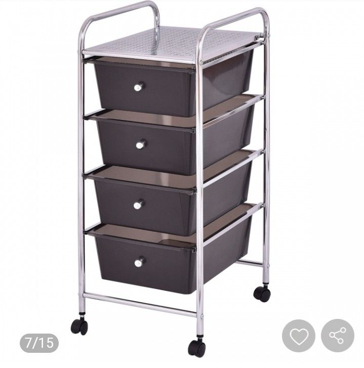 4 Drawers Metal Rolling Storage Cart
