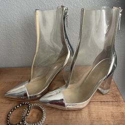 Kendall + Kyle Silver Clear  Diva Boots 