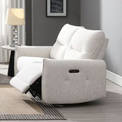Lalisa - Power Motion Loveseat With USB Port - Cream Chenille