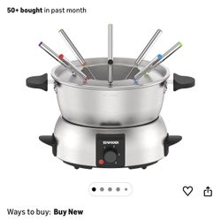 NEW 2 Quart Stainless Steel Electric Fondue Pot Set