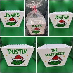 🎄 Personalized Grinch Popcorn Tub 🎄 (PICK UP ONLY NE 93306)