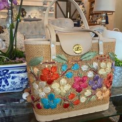 Vintage 1960’s Floral Basket Purse