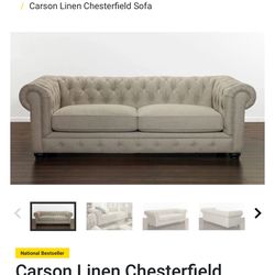 Carson Linen Chesterfield Sofa