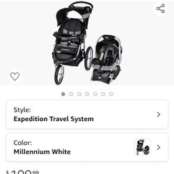 Baby Trend Expedition Jogger Travel System, Millennium White