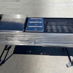 plancha 20 × 24 con tres compartimientos y un asador para gas propano 20 × 24