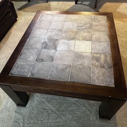 Large Wood and stone Coffee Table 