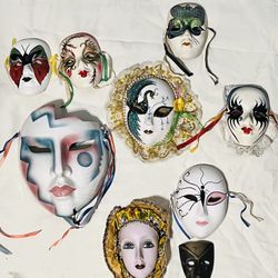 Vintage Mardi Gras New Orleans Hand Painted Mask *Ceramic & Clay lot Mix*