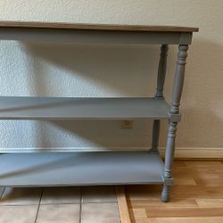 Elegant Wooden Console Table – Gray with Natural Wood Top