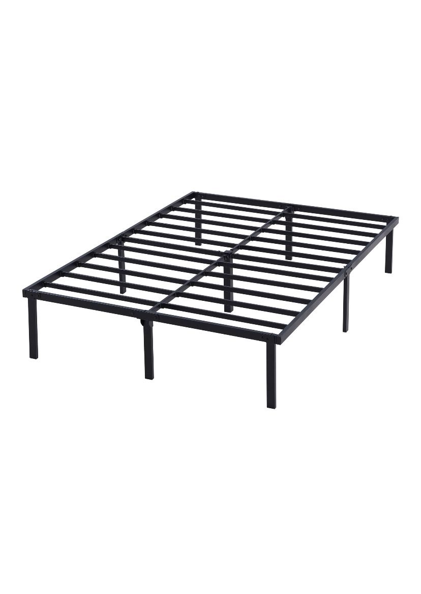 Mainstays 14" Heavy Duty Slat Bed Frame, Black Steel, FULL