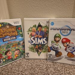 Wii Game Bundle; Mariokart, Animal Crossing, The Sims 3