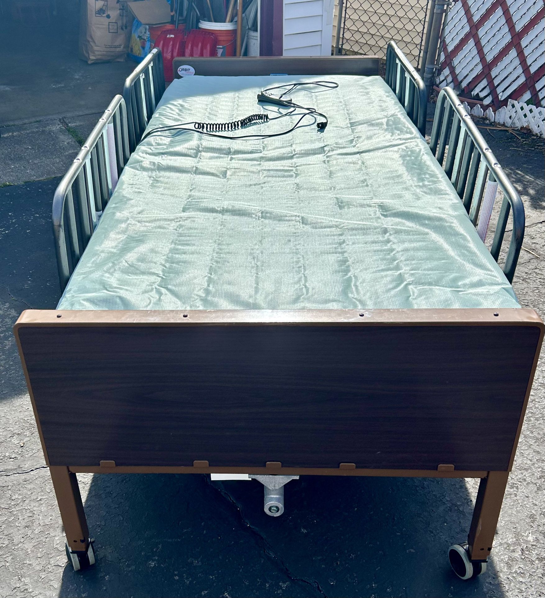 Twin Semi Electric Hospital Bed And Over The Bed Table