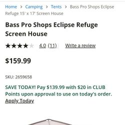 Bass Pro Shop Screen Shelter