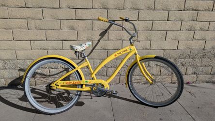 Nivre beach cruiser ladies 26” Paul Frank Julius Beach Cruiser Bike yellow Monkey tiki theme bicycle