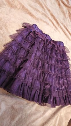GIRLS Sparkly ruffled tulle Purple tiered skirt  kid size 6-7