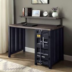 INDUSTRIAL BLCK DISTRESSED DARK OAK FINISH HOME STUDENT DESK - ESCRITORIO
