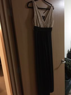 Gold and black dress.