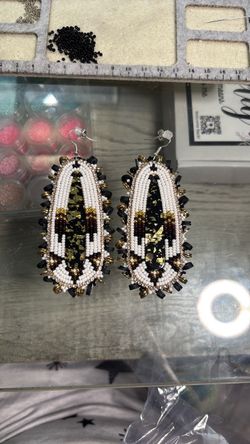 Black and gold dangle earrings