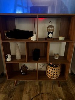 Mid-Century Modern Wood Bookcase Shelf Unit