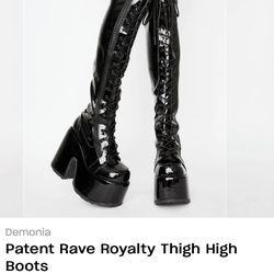 Dolls Kill Patent Rave Royalty Thigh High Boots