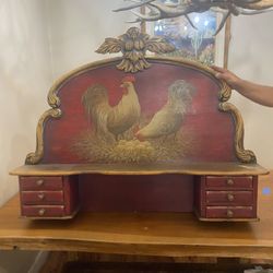 Shelf with hand painted rooster