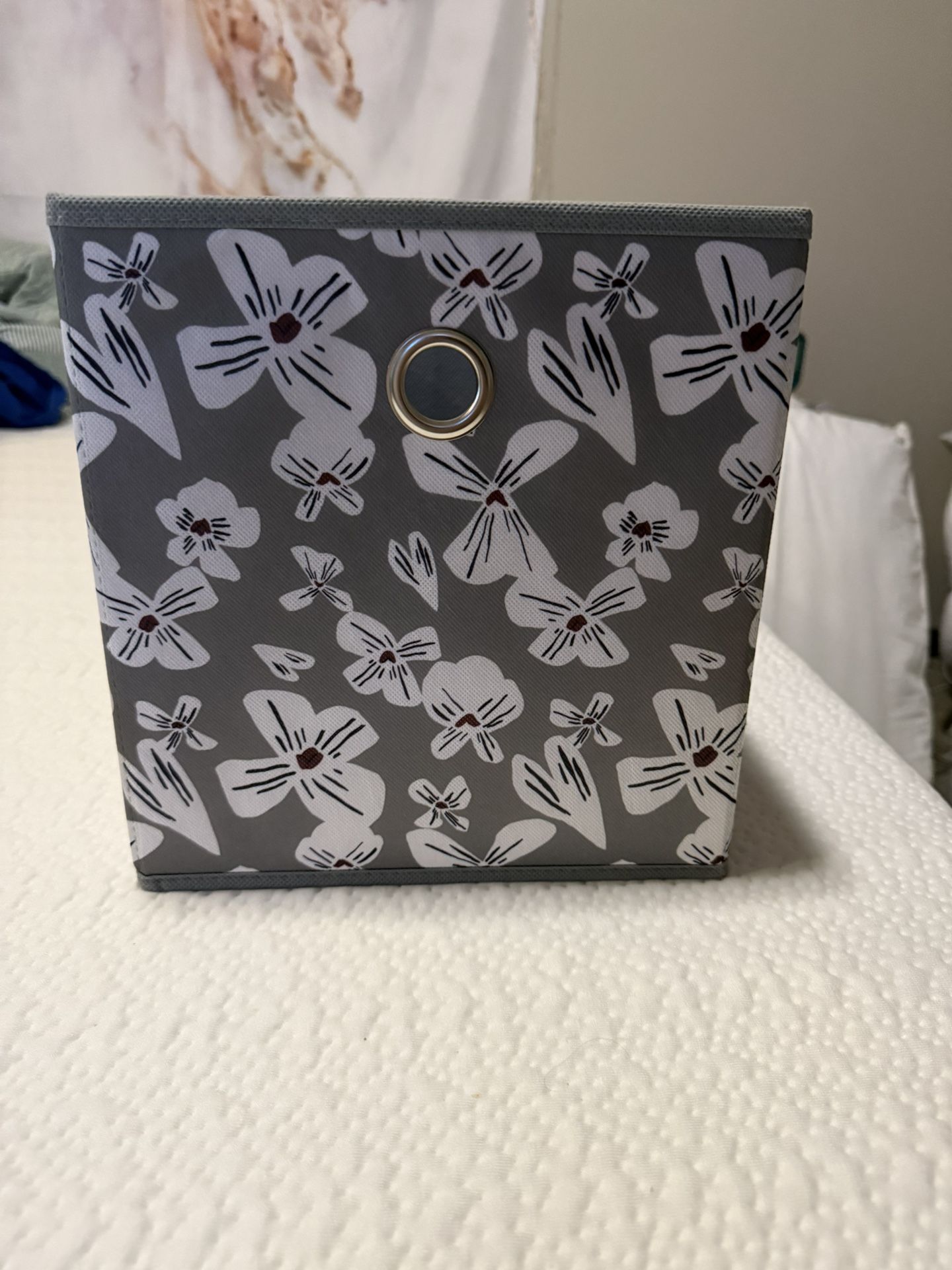 FLORAL FABRIC STORAGE BINS