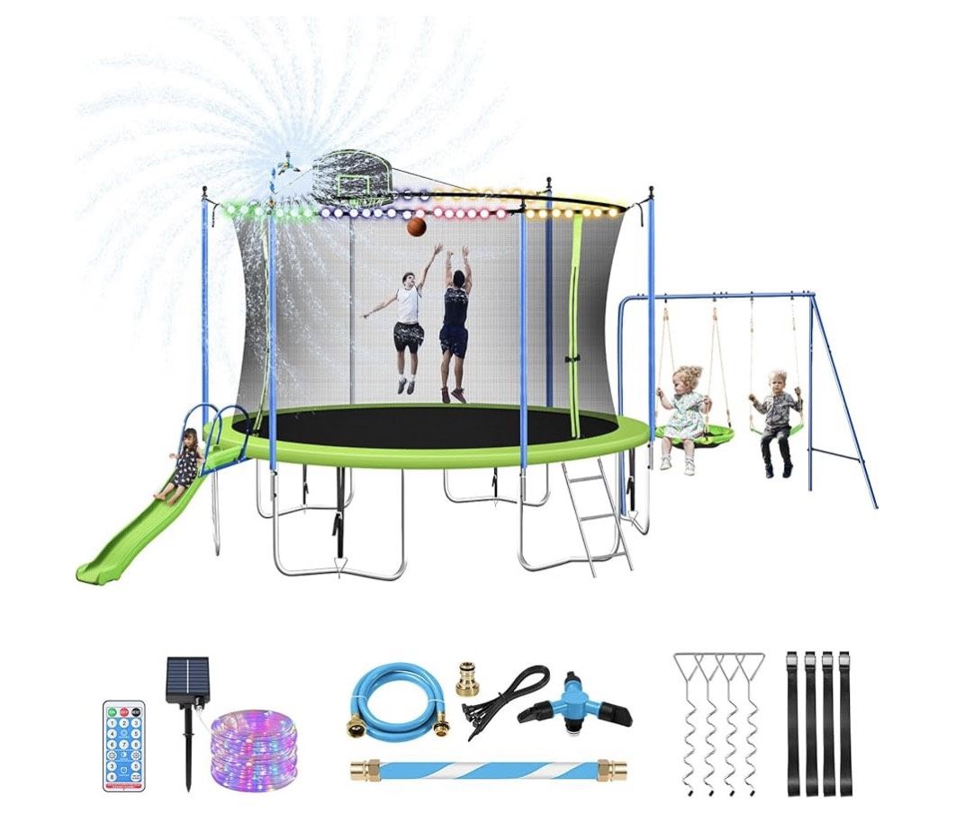 Trampoline With Swing And Slide