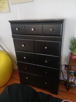 Black Tall Dresser with Round Knobs