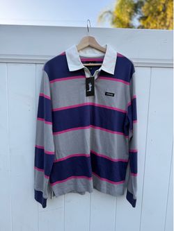Stüssy Striped Long Sleeve Rugby Polo Shirt – Size Small – New with Tags