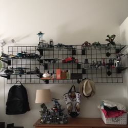 Sturdy metal grid glass Shelf (shelving system.)