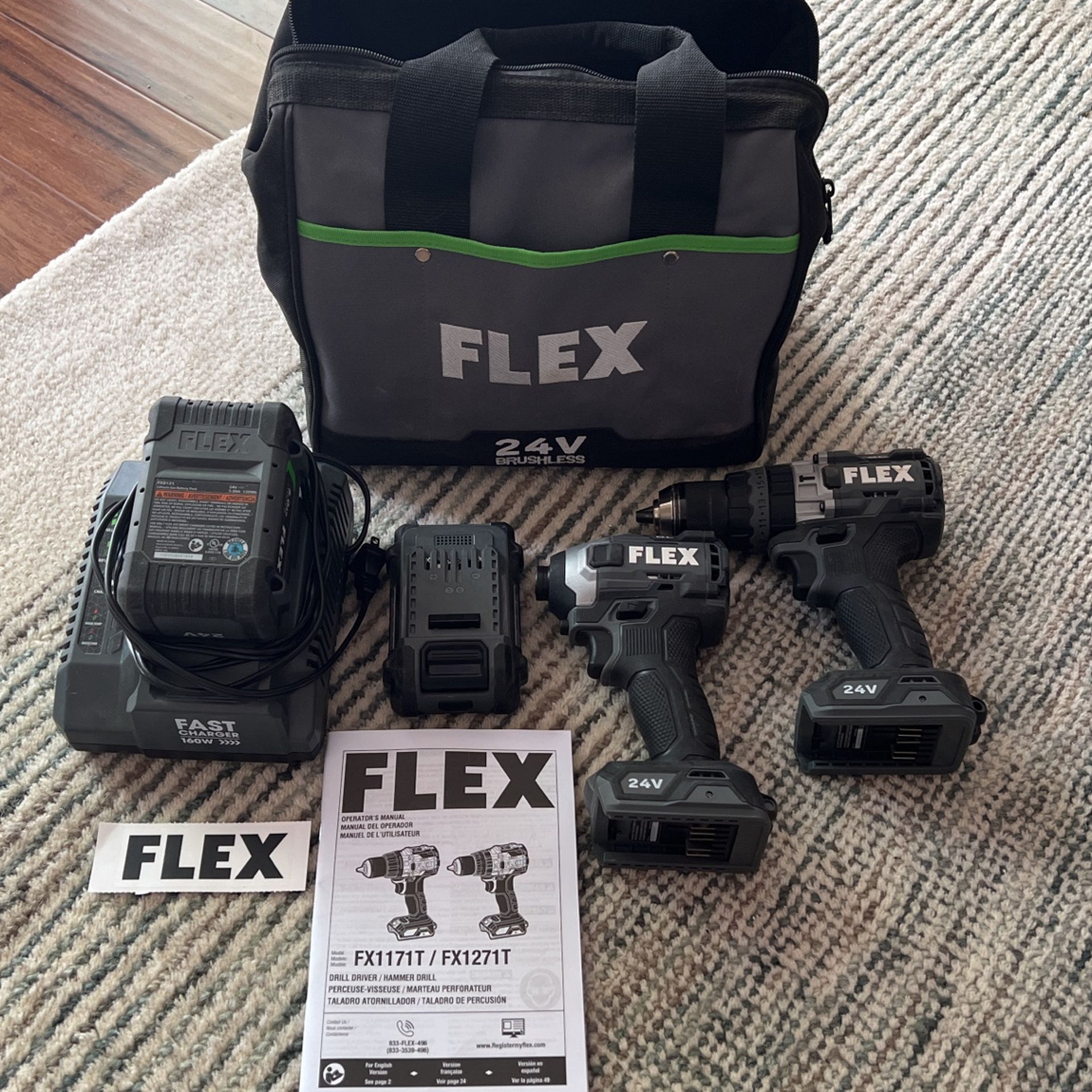 FLEX 2-Tool 24-Volt Brushless Drill and Impact Driver Combo Kit with Batteries and Charger