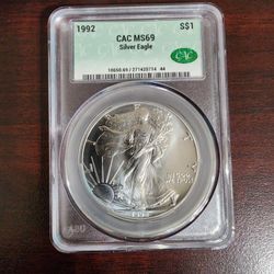 1992 American Silver Eagle $1 MS69 CAC