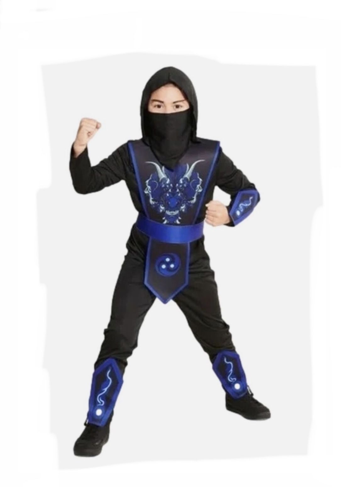 Hyde & Eek Boys Water Dragon Warrior Halloween Costume. Size: Small (6-7) Includes: Hooded jumpsuit, vest, and face mask. πβ