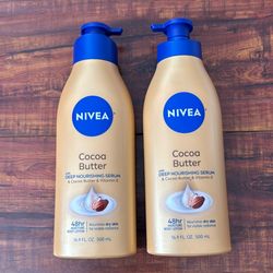 Nivea With Deep Nourishing Serum And Cocoa Butter + Vitamin E 48 Hr Moisture Body Lotion: Nourishes Dry Skin; 16.9 oz Each (2 For $13) 