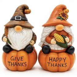 2 Pack Thanksgiving Gnome Figurines 6 Inch New In Box