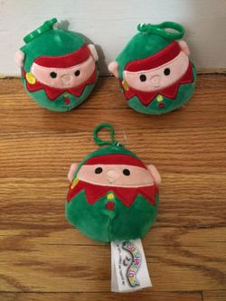 Set Of 3 Elf Plush Squishmallows Toys With Clips