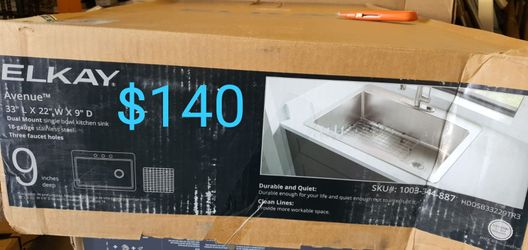 Elkay kitchen sink in stainless single bowl with drain