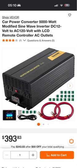 VEVOR 5000W Modified Sine Wave Power Inverter