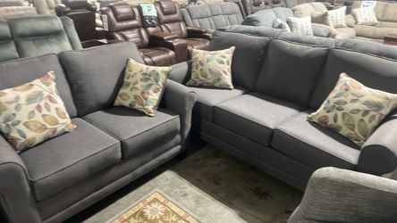 Gray Fabric Sofa and Loveseat Set