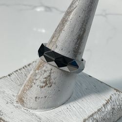 6mm Tungsten Wedding Ring for Couple Faceted Polish Surface Comfort Fit Size SZ 9