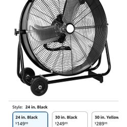 24" Industrial High Velocity Drum Fan with 3 Speeds