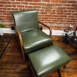 Glitzhome Mid Century Hunter Green Accent Armchair, Single Reading Armchair 