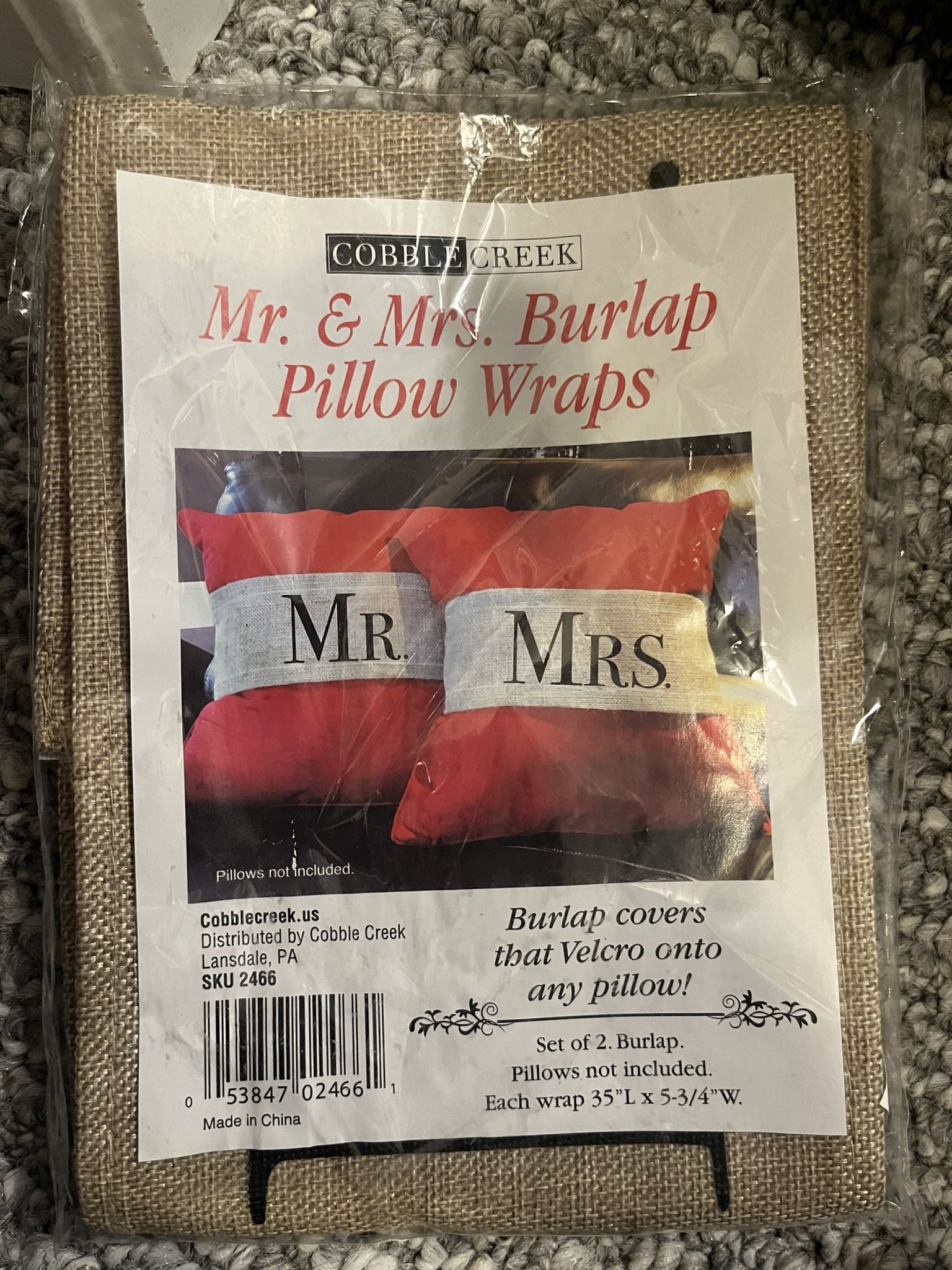 Mr & Mrs Burlap Pillow Wraps