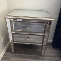 Mirrored End Table Nightstand 