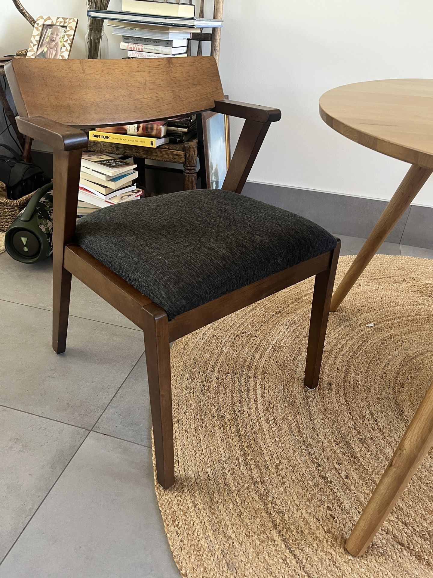 2x Article Zola Dining Chairs - Walnut And Black Licorice