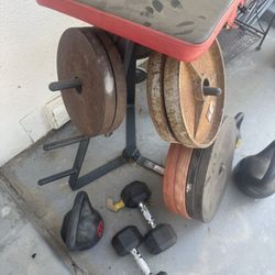 Full Weight Set With 45 Pound Barbell.