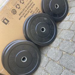 160 Lb Set Of Olympic Rubber Bumper Plates In Great Condition