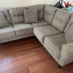Gray Sectional With Removable Cushions 