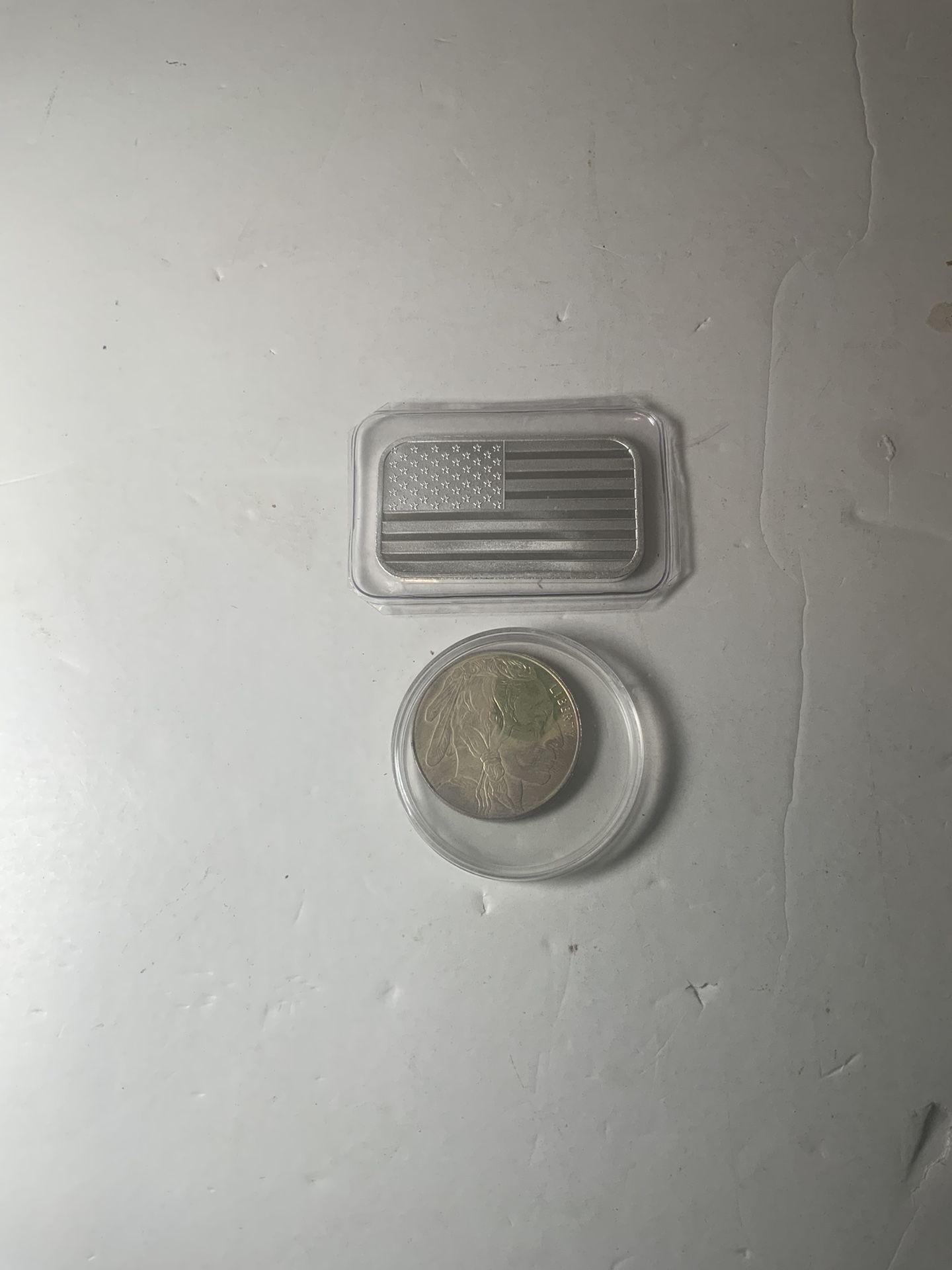 Silver USA Oz Bar And 1/2 Oz Toned Buffalo Round