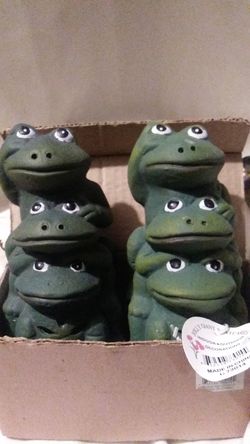 Pair of frog ceramic candle holders